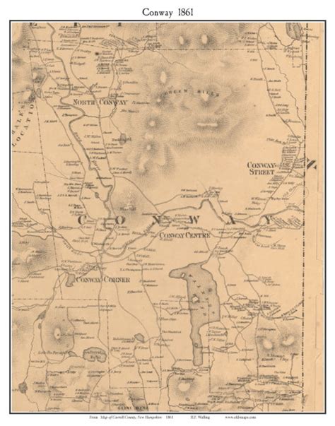 Conway, New Hampshire 1861 Old Town Map Custom Print - Carroll Co. - OLD MAPS