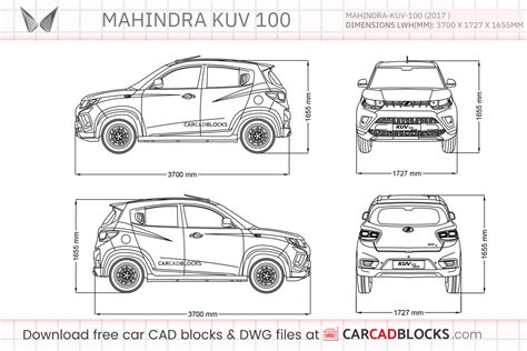 Mahindra KUV 100 2023 Free CAD Blocks, DWG File - CarCadBlocks