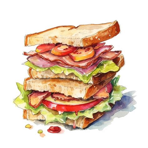 Premium AI Image | A painting of a sandwich with lettuce generative ai