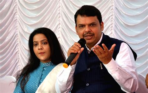 Devendra Fadnavis, Amruta Fadnavis during a Diwali programme