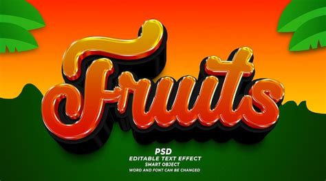 Premium PSD | Fruits 3d editable text effect photoshop template with background