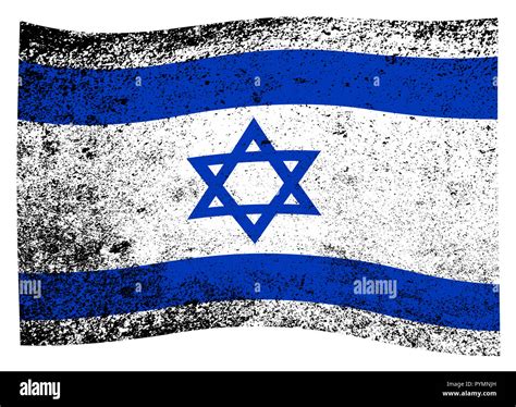 The flag of Israel in blue and white with grunge and wave effect Stock ...