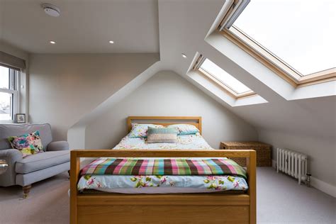 Dormer window loft conversion with skylights in South West London. | Loft conversion bedroom ...