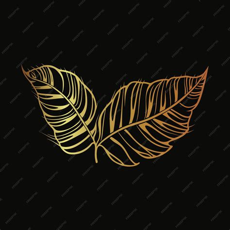 Premium Vector | Gold vector illustration of a leaf tropical