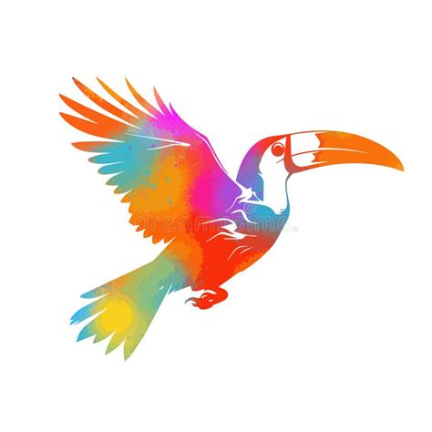 Flying Toucan Bird Colored. Vector Illustration Stock Vector - Illustration of tropical ...