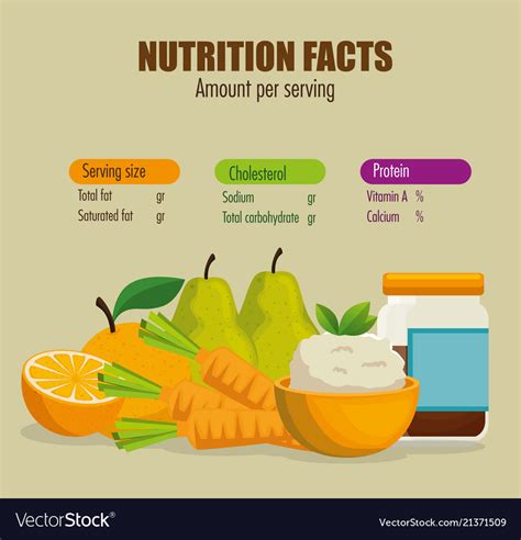 Healthy food with nutritional facts Royalty Free Vector