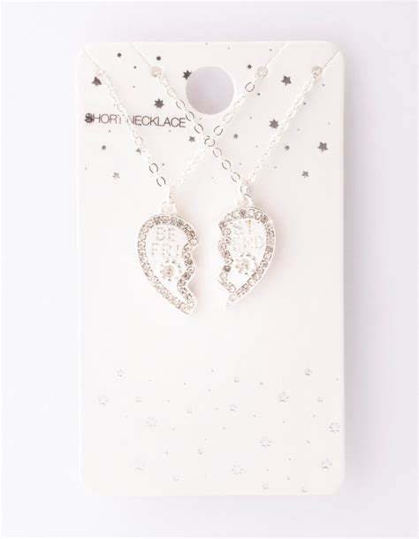 Silver Diamante Best Friend Half Heart Necklace 2 Pack - Lovisa