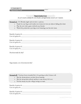 ECONOMICS: Opportunity Cost Scenarios Lesson by Mister Harms | TpT