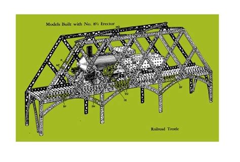 Vintage Erector Set classic Train Bridge / blueprint