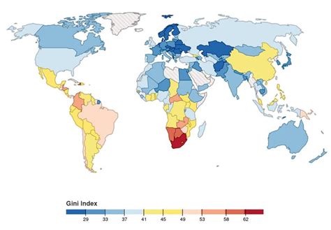 World map of the Gini coefficient index - the latest available from World Bank | The Gini index ...