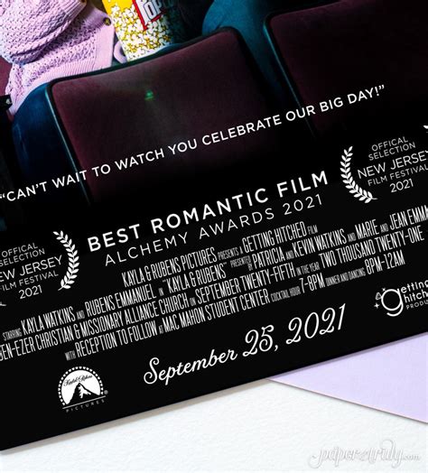 Premiere Movie Poster Wedding Invitation SAMPLE ONLY - Etsy