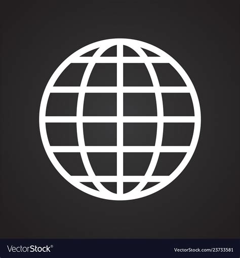 Globe icon on black background for graphic and web