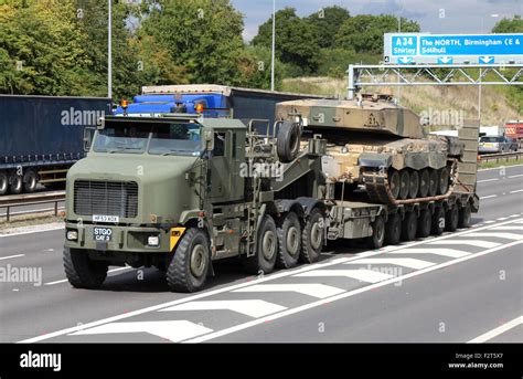 British Army tank transporter on the M42 motorway, near Birmingham, UK Stock Photo - Alamy