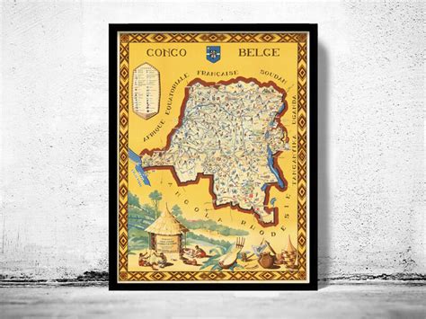 Old Map of Belgian Congo Congo Belge Central Africa 1949 Vintage Map ...