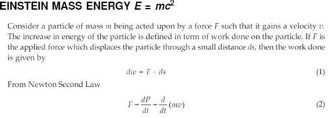 Mechanics Engineering Tutorials: Mass Energy Equivalence, Mass Energy Relation, Einstein Mass Energy