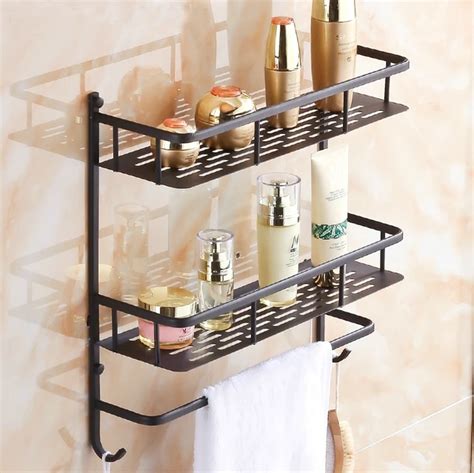 All copper black bathroom shelf bathroom wall storage rack storage rack ...