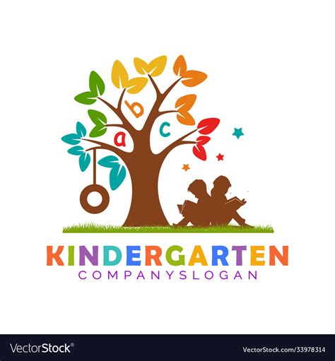 Tree mascot kindergarten logo Royalty Free Vector Image