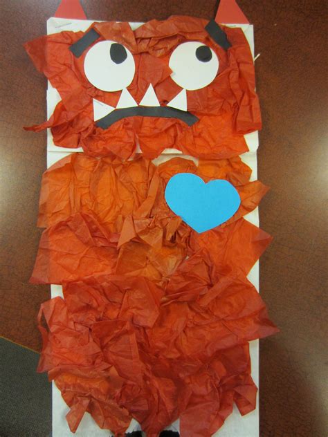 We made our Love Monster Puppet out of white paper bags and tissue paper for our Valentine Party ...