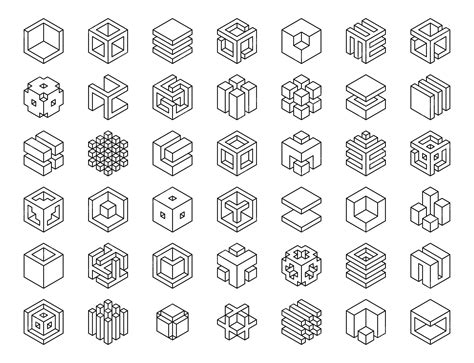 Premium Vector | Set cubes vector icon Cube logo template