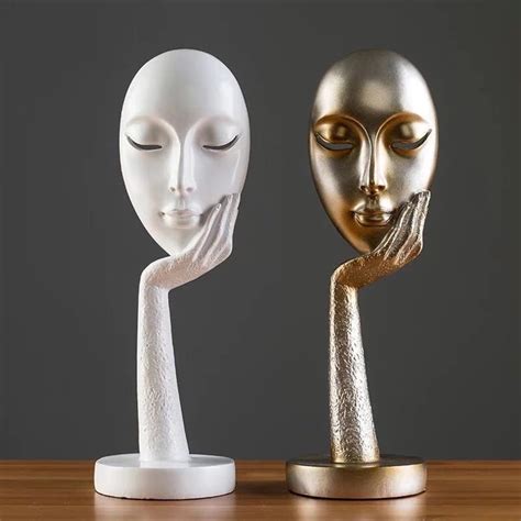 SPRING PARK Modern Human Meditators Abstract Lady Face Character Resin ...