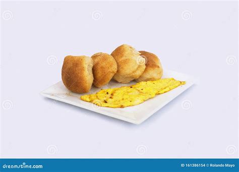 Typical Filipino Breakfast, Pandesal Crusted Bread and Scrambled Egg on a Plate. Stock Photo ...