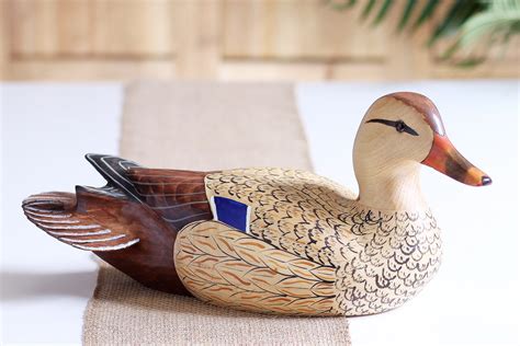 Hand Carved Mallard Hen Full Size Premier Wooden Decorative Duck Decoy - Darby Creek Trading