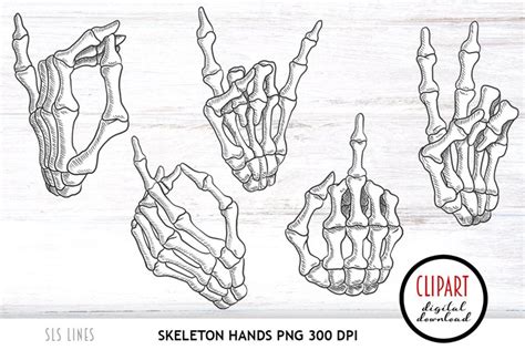 Skeleton Hands Clipart - Bony Hand PNGs for Sublimation