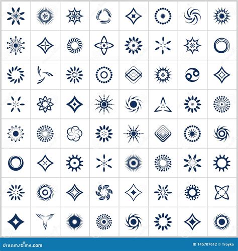 Design Elements Set. 64 Abstract Icons Stock Vector - Illustration of gear, floral: 145707612