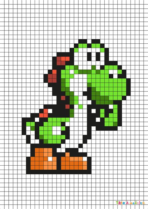 Pixel art Yoshi : un coloriage à imprimer gratuitement avec Tête à modeler