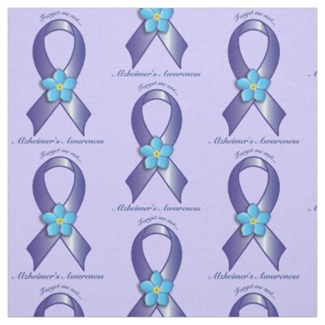 Alzheimer's Awareness Ribbon with Forget Me Not Fabric | Zazzle