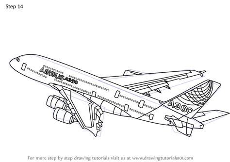 How to Draw Airbus A380 (Airplanes) Step by Step | Airplane coloring pages, Airplane drawing ...