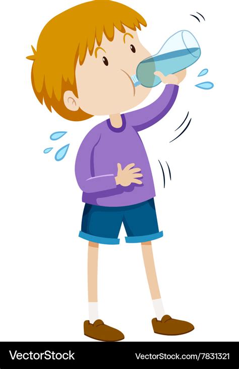 Boy drinking water from bottle Royalty Free Vector Image