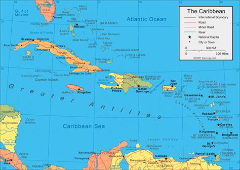 Caribbean Islands Map and Satellite Image