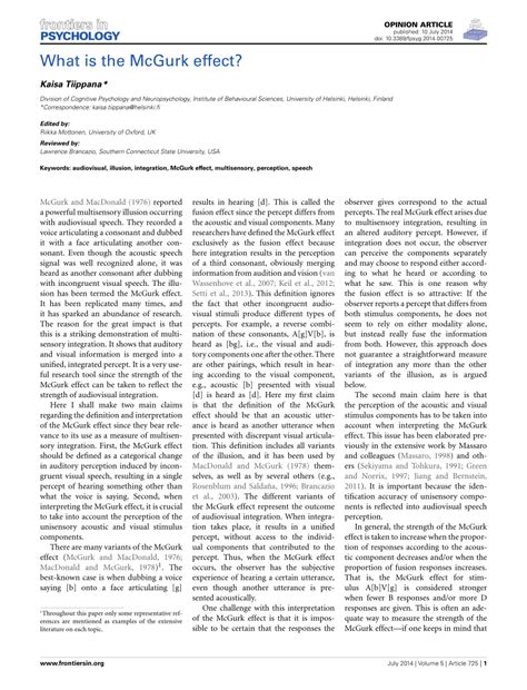 (PDF) What is the McGurk Effect?