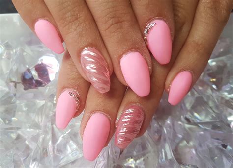 matte pink nails