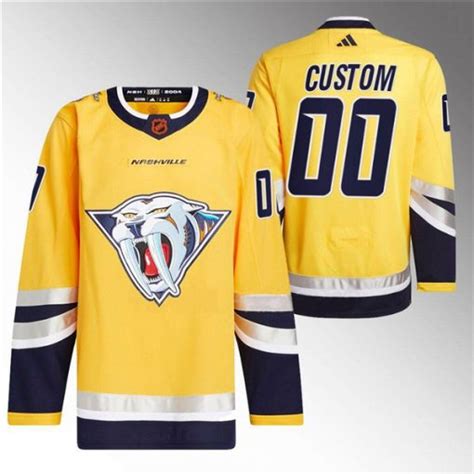 Custom Nashville Predators Gold 2022-23 Reverse Retro Stitched Jersey ...