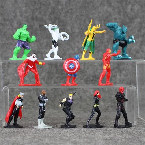 12Pcs/set Anime Super Hero Marvel The Avengers Mini PVC Action Figures Collectible Model Toys ...