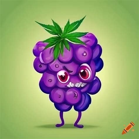 Silly face cartoon grape with marijuana on Craiyon