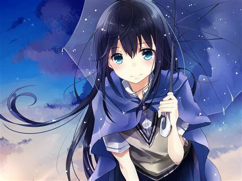 Black Haired Anime Girl Blue Eyes