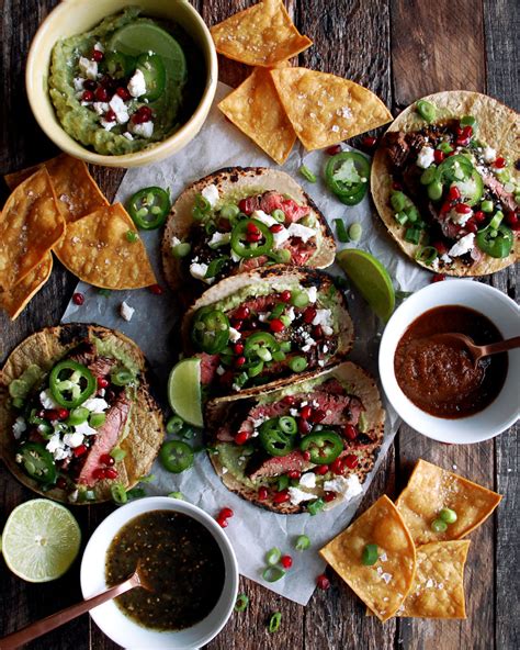 Citrus Marinated Steak Tacos with Homemade Tortilla Chips & Guacamole - The Original Dish