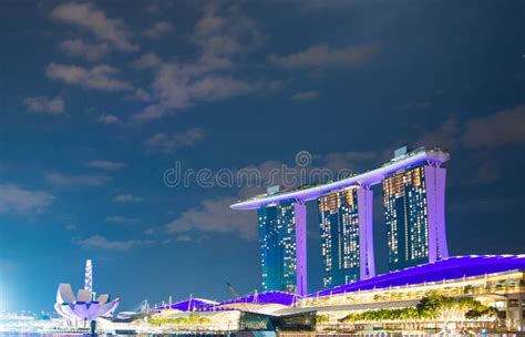 Night View of Marina Bay Sands Resort Hotel Stock Photo - Image of ...