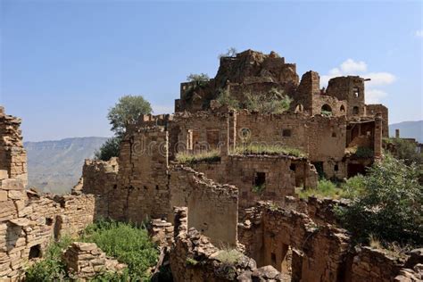 Scenic View To the Picturesque Ruins of Ancient Avar Village Gamsutl in Dagestan, Russia Stock ...