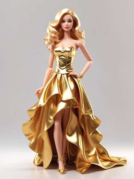 Premium AI Image | Barbie Doll in Golden Dress