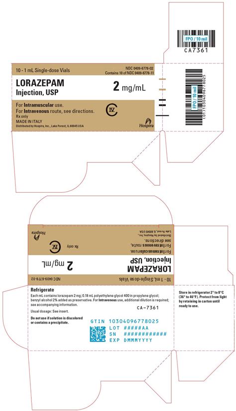 Lorazepam Injection - FDA prescribing information, side effects and uses