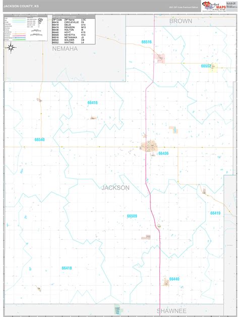 Jackson County, KS Wall Map Premium Style by MarketMAPS