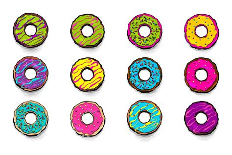 12 Pop Art Donut's | Pop art, Pop art background, Donut drawing