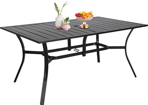 Karmas Product Patio Dining Table Outdoor Metal Table Aluminum Rectangle Tables Heavy Duty Patio ...