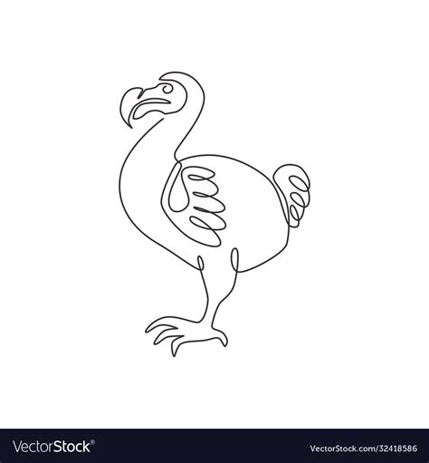 One single line drawing adorable fun dodo bird Vector Image