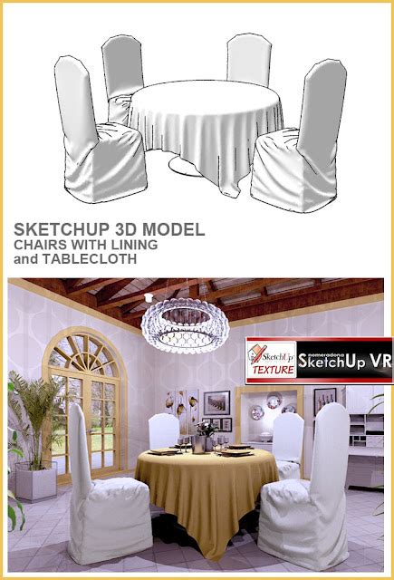 SKETCHUP TEXTURE: CHAIRS WITH LINEN and TABLECLOTH