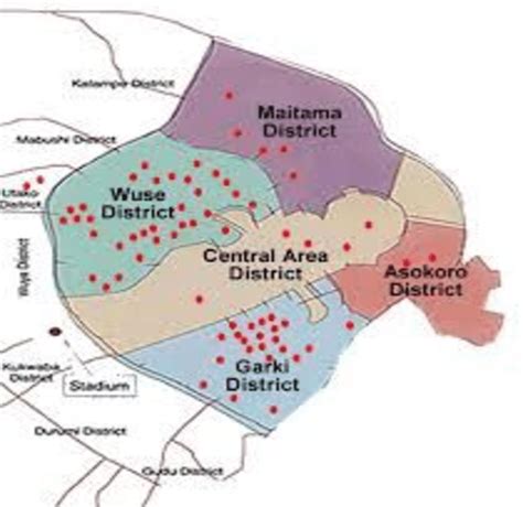 Map Of Abuja Showing Districts